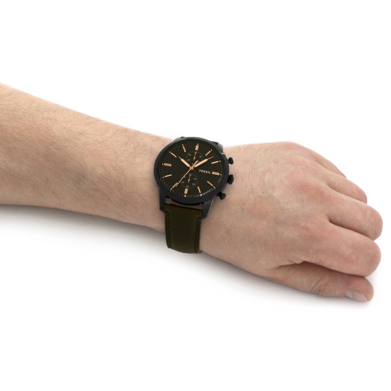 Fossil Townsman Chronograph Black Dial Brown Leather Strap Watch