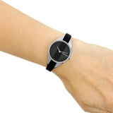 Calvin Klein Rebel Black Grey Dial Black Leather Strap Watch for Women - K8P231C1