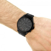 Hugo Boss Velocity Chronograph Black Dial Black Rubber Strap Watch for Men - 1513720