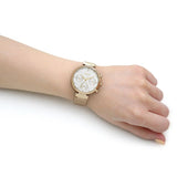 Hugo Boss Flawless Chronograph Silver Dial Gold Mesh Bracelet Watch for Women - 1502552