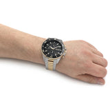 Hugo Boss Admiral Chronograph Black Dial Two Tone Steel Strap Watch for Men - 1513908