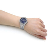 Guess Luna Diamonds Blue Dial Silver Steel Strap Watch for Women - GW0307L1