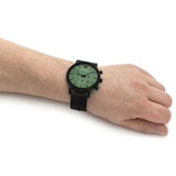 Emporio Armani Luigi Chronograph Green Dial Black Mesh Bracelet Watch For Men - AR11470