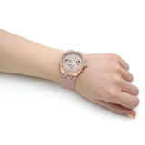 Guess Heiress Diamonds Rose Gold Dial Pink Rubber Strap Watch for Women - GW0407L3