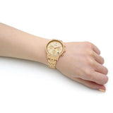 Fossil Neutra Chronograph Gold Dial Gold Steel Strap Watch for Women - ES5219