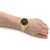 Guess Connoisseur Black Dial Gold Steel Strap Watch for Men - GW0265G3