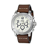 Fossil Modern Machine White Dial Brown Leather Strap Watch for Men - FS4929