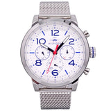 Tommy Hilfiger Jake Quartz White Dial Silver Mesh Bracelet Watch for Men - 1791233