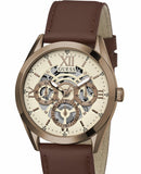 Guess Multi-Function Chronograph White Dial Brown Leather Strap Watch For Men - GW0389G8