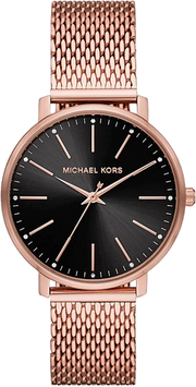 Michael Kors Pyper Analog Black Dial Rose Gold Mesh Strap Watch For Women - MK4566