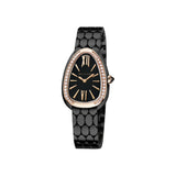 Bvlgari Serpenti Seduttori Diamonds Black Dial Black Steel Strap Watch for Women - SERPENTI103706