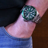 Tag Heuer Aquaracer Calibre 5 Green Dial Silver Steel Strap Watch untuk Pria - WAY201S.BA0927