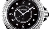 Chanel J12 Diamonds Ceramic Black Dial Black Steel Strap Watch for Women - J12 H3108