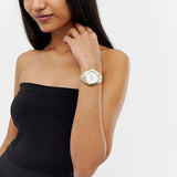 Hugo Boss Premiere White Dial Gold Steel Strap Watch for Women - 1502445