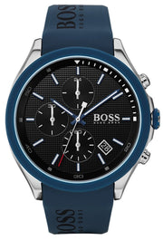 Hugo Boss Velocity Chronograph Black Dial Blue Rubber Strap Watch for Men - 1513717