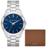 Michael Kors Slim Runway Analog Blue Dial Silver Steel Strap Watch for Men - MK1060