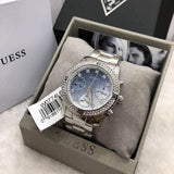 Guess Confetti Diamonds Blue Dial Silver Steel Strap Watch for Women - W0774L6