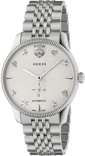 Gucci G Timeless Automatic Silver Dial Silver Steel Strap Watch for Men - YA126354