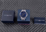 Tommy Hilfiger Tyson Chronograph Blue Dial Silver Steel Strap Watch For Men - 1710588