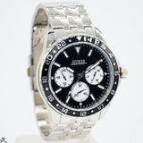 Guess Odyssey Black Dial Silver Steel Strap Watch For Men - W1107G1