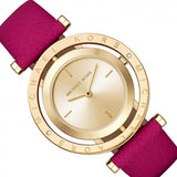 Michael Kors Averi Gold Dial Pink Leather Strap Watch for Women - MK2525