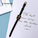 Coach Black Square Dial Black Leather Strap Watch for Women - 14503695