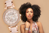 Michael Kors Parker Pink Dial Two Tone Steel Strap Watch for Women - MK5896
