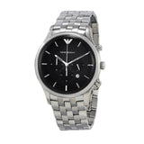 Emporio Armani Chronograph Black Dial Silver Steel Strap Watch For Men - AR11017