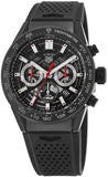 Tag Heuer Carrera Chronograph Steel & Ceramic Black Dial Black Rubber Strap Watch for Men - CBG2090.FT6145