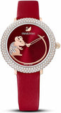 Swarovski Crystal Frost Red Dial Red Leather Strap Watch for Women - 5519226