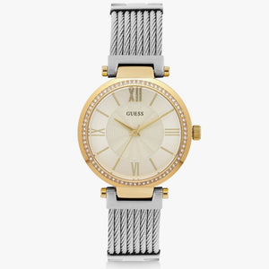 Guess Soho Diamonds Silver Dial Silver Mesh Bracelet Watch for Women - W0638L7