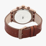 Guess Analog Multifunction White Dial Brown Leather Strap Watch for Men - GW0262G3