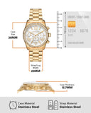 Michael Kors Lexington Mother of Pearl White Dial Gold Steel Strap Watch For Women - MK7241