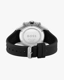 Hugo Boss Globetrotter Grey Dial Black Silicone Strap Watch for Men - 1513931