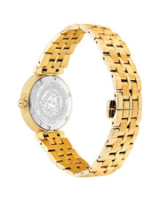 Versace Daphnis Quartz Black Dial Gold Steel Strap Watch for Women - VEOCA0524
