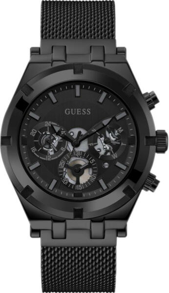 Guess Continental Chronograph Black Dial Black Mesh Strap Watch