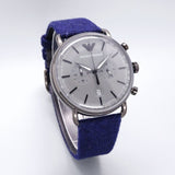 Emporio Armani Aviator Quartz Grey Dial Blue Fabric Strap Watch For Men - AR11144