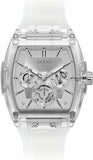 Guess Phoenix Multi Function Silver Dial White Rubber Strap Watch for Men - GW0203G1