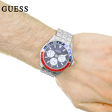 Guess Odyssey Multifunction Blue Dial Silver Steel Strap Watch For Men - W1107G2