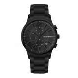 Emporio Armani Renato Chronograph Mother of Pearl Black Dial Black Steel Strap Watch For Men - AR11275