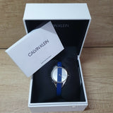 Calvin Klein Rebel Blue Silver Dial Blue Leather Strap Watch for Women - K8P231V6