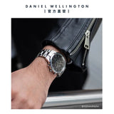 Daniel Wellington Iconic Chronograph Link Black Dial Silver Steel Strap Watch For Men  - DW00100645