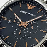 Emporio Armani Luigi Chronograph Quartz Black Dial Silver Mesh Bracelet Watch For Men - AR11429