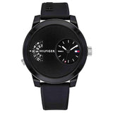 Tommy Hilfiger Denim Black Dial Black Rubber Strap Watch for Men - 1791555