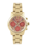 Guess Mini Sunrise Quartz Analog Orange Dial Gold Steel Strap Watch For Women - W0448L7