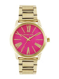 Michael Kors Hartman Quartz Pink Dial Gold Steel Strap Watch For Women - MK3520