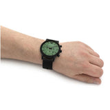 Emporio Armani Luigi Chronograph Green Dial Black Mesh Bracelet Watch For Men - AR11470