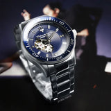 Maserati SFIDA Automatic Skeleton Blue Dial Silver Steel Strap Watch For Men - R8823140007