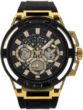 Guess Matrix Multifunction Gold Dial Black Rubber Strap Watch For Men - GW0423G2