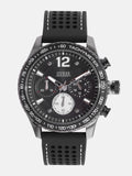 Guess Fleet Chronograph Black Dial Black Rubber Strap Watch for Men - W0971G1